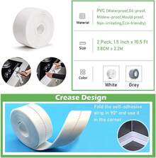 No-Tools Self Adhesive Caulk Tape – 1.5 X 10.5Ft Waterproof PVC Silicone Sealing Strip Bathroom, Bathtub, Kitchen, Toilet, Wall & - one-size - View 4