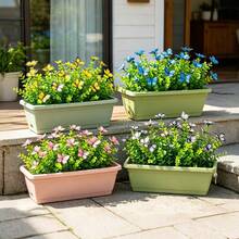 Kmitang 35cm 7 Gabeln künstliche Eukalyptuspflanzen mit Schmetterlingsblüten, Fake Eukalyptuszweige Blätter tropische falsche Gräser Kunststoff Grünpflanze für Heim Garten Party Hochzeit Rasen Dekoration ohne Topf 1 Stück - Verschiedenfarbig - Übersicht 9