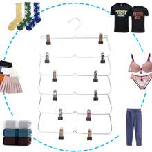 1/2件装可折叠四层黑色裤架，节省空间的衣柜收纳架 - 黑色 - 查看 2