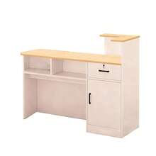 Premium Simple Reception Desk With Drawer And 1 Door 100cm - Khaki - View 2