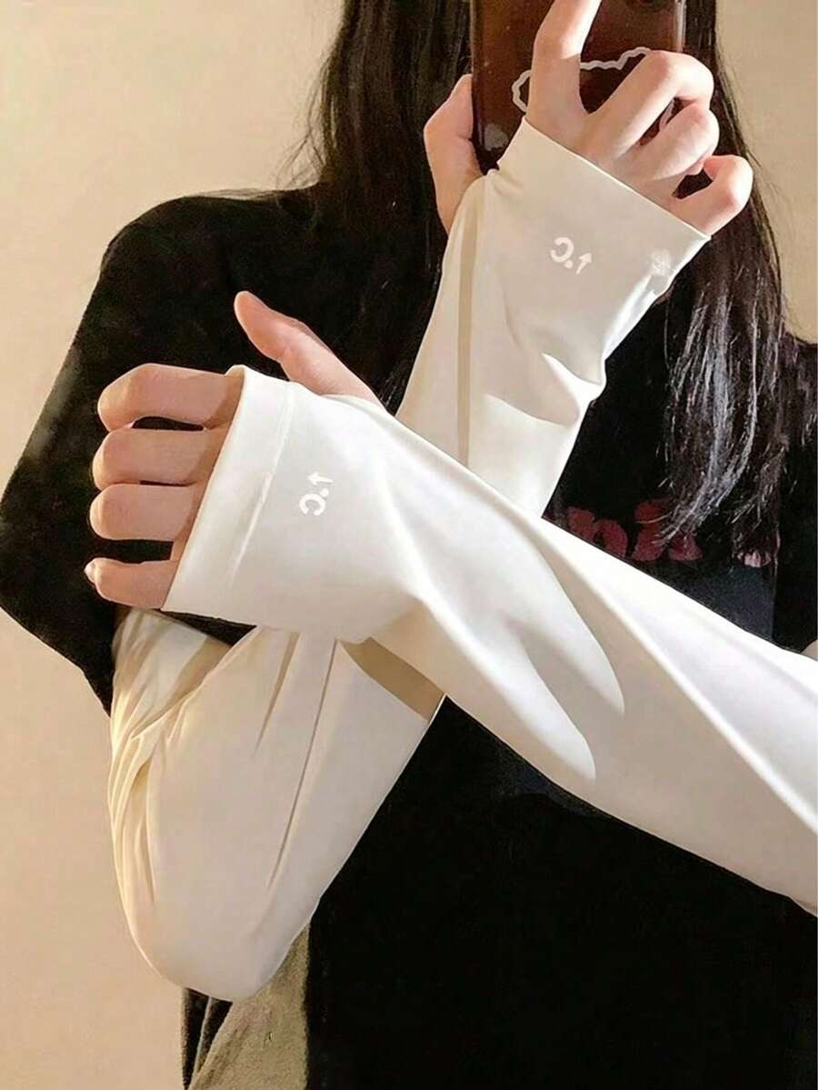 1 双女士夏季户外旅行骑行防紫外线冰丝袖套，透气宽松防晒袖套 - 防曬袖套 - 查看 1
