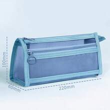 Large Capacity Transparent Mesh Pencil Case, Double-Layer 3D Design, Stationery Pouch For Students, Exam Use - Multicolor - View 8