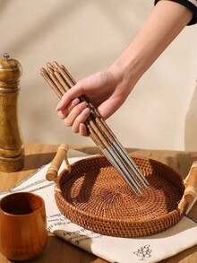 日式鸡翅木抗菌防锈304不锈钢合金筷子，防滑公共筷子 - 查看 4