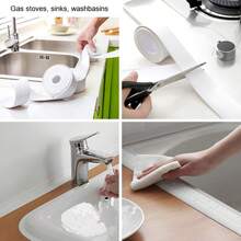 Removable Self Adhesive Caulk Tape 1.5 X 10.5Ft Waterproof PVC Sealing Strip Foldable 90 Degree For Bathroom - White - View 3