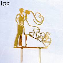6pcs/3pcs/1pc Wedding Cake Topper Decorations, Suitable For Wedding Party Cake Decor - Multicolor - View 23