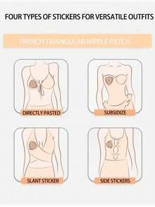 2pcs French Triangle Nipple Covers, Ultra-Thin Reusable Invisible Seamless Silicone Pasties - Quả mơ - Xem 5