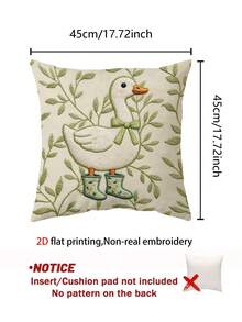 1pc 45*45cm Soft Throw Pillow Cover, Cute Duck Print, Suitable For Living Room, Bedroom, Office Decor (Pillow Insert Not Included), Adorable Animal Cushion Cover | Cartoon Duck | Durable Decorative Pillow - Multicolor - View 4