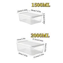 1500毫升塑料密封食品储物盒，尺寸20*14*6.5厘米，可堆叠，透明密封盒身，防漏，可重复使用，易于清洁，节省空间，适用于备餐、存放剩菜、冰箱和冷冻室收纳，是家庭厨房和食品储藏室的理想之选。 - 彩色 - 查看 3