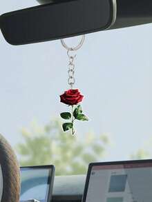 Elegant 2d Flat Acrylic Rose Keychain, Red Rose Floral Hanging Ornament. 2d Flat Acrylic. Hanging Ornaments. Suitable For Car Ornaments, Rearview Mirror Ornaments, Holiday Promotional Gift Ornaments, Car Accessories. Ideal Gift For Family And Friends.Mother's Day Gifts, Teacher's Day Gifts. - Multicolor - View 10