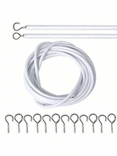 1 sợi dây kéo rèm kiểu hiện đại 2/5m - Thích hợp để treo rèm tắm và rèm cửa. Dây rèm bọc nhựa - Phù hợp với nhiều loại rèm cửa, rèm tắm và thanh treo rèm, phụ kiện rèm cửa, dây kéo và bộ dây lò xo.