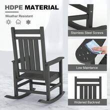 All-Weather HDPE Outdoor Rocking Chair Set – High Back Porch & Patio Rockers, Heavy Duty Comfort, Easy Assembly – Ideal For Garden, Deck, Or Backyard – 4 Piece Set - Grey - View 2