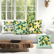 Bộ 4 vỏ gối trang trí in một mặt chủ đề chanh và màu đào, chất liệu nhung 100% polyester, thích hợp trang trí phòng khách, sofa và phòng ngủ, không kèm ruột gối, kích thước 40x40cm/45x45cm/50x50cm. - Nhiều màu 01 - Xem 7