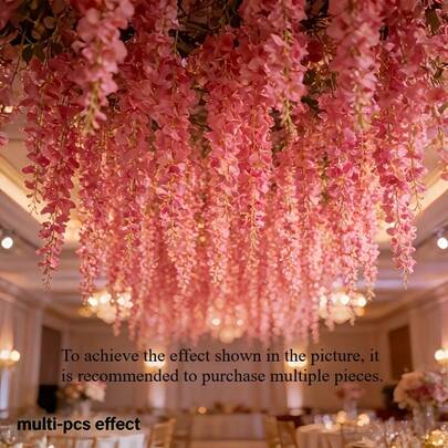 30pcs Artificial Deep Pink & Purple Wisteria Hanging Flower Garland - Suitable For Wedding, Garden, Porch And Yard Decor - Ceiling Hanging/Valentine's Day Easter Mother's Day St. Patrick's Day, Durable Outdoor Decor With Realistic Green Leaves | Wedding Aisle Backdrop, Shop/Floral Arrangement, Porch, Garden Enthusiasts, Wedding Planner, Durable Plastic Spring Summer Floral For Indoor Outdoor/Yard/Home/Event Venue