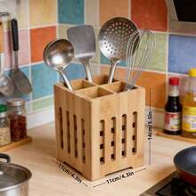 Bamboo Kitchen Utensil Storage Canister, Bamboo Kitchen Utensil Storage Jar, Rustic Style Kitchen Decor - Multicolor - View 10