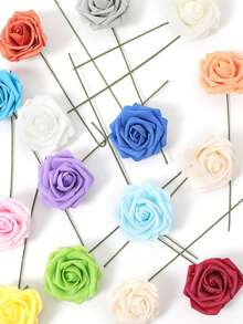 1pc 25pcs/Set Dyed PE Foam Artificial Rose Flowers 8cm With Stem, Decorative Wedding Bouquet - Multicolor - View 5