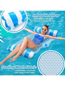 Flotador inflable de PVC grueso para adultos - Balsa a rayas, hamaca de piscina. Adecuado para piscinas, playas y otras actividades acuáticas para adultos. Flotador de piscina de PVC multifuncional, que combina las funciones de silla de salón y deriva, una opción ideal para viajar - A - Ver 9