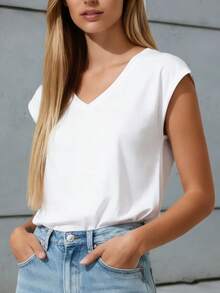 Women's Casual Summer V-Neck Vest | Von D Winged Tire Logo | Perfect For Daily Wear, Outdoor Leisure, Loungewear, Back-To-School Season, Mother's Day & More Summer Occasions  | Daily Gift. - 白色 - 查看 4
