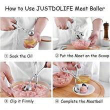 2Pcs Stainless Steel Meatball Maker, Manual Squeeze Meatball Molder Tongs, Non-Stick Easy Clean For Meat Balls Fish Balls Cookie Dough, Portable For BBQ Hot Pot Camping & Family Gatherings - View 6