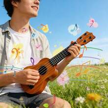 Đàn Ukulele mini cầm tay đồ chơi dành cho người mới bắt đầu, nhạc cụ nhỏ gọn, nhẹ với vân gỗ chân thực và dây đàn âm thanh trong trẻo, dễ học nhạc, khởi đầu luyện tập nhịp điệu sớm, chơi sáng tạo, phát triển niềm đam mê âm nhạc, đồ chơi cầm tay nhỏ gọn để luyện tập tại nhà, hoạt động trong lớp học, giải trí khi đi du lịch, chơi ngoài trời, trò chơi tiệc tùng, quà tặng sinh nhật, thư giãn hàng ngày, nhạc cụ giáo dục. - Nhiều màu - Xem 6