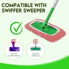 4 Pack Reusable Microfiber Mop Pads Compatible With  Sweeper - Dry Sweeping Cloths & Wet Pad Refills For Wet & Dry, Washable Pads Refills For Household Cleaning (Mop Is Not Included) - Bộ 6 chiếc (Màu hồng) - Xem 4