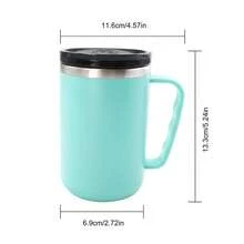 1pc 450ml Double Wall Insulated Coffee Mug With Lid, 304 Stainless Steel Inner PP Plastic Outer Thermal Cup, Leakproof Reusable Travel Tumbler For Hot & Cold Drinks, Home Office Car Use - Multicolor - View 6