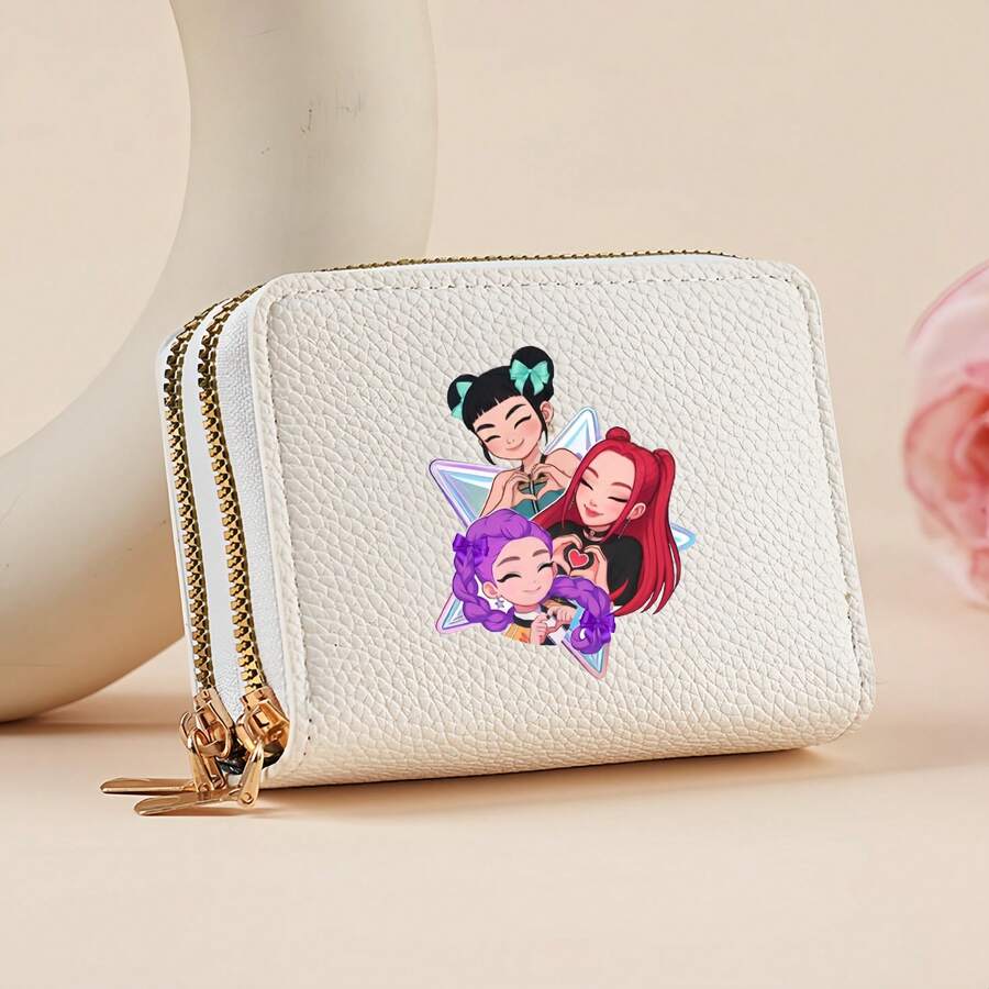 Hasbro Ví ngắn trẻ em hình hoạt hình Kpop dễ thương, ví nhỏ nhóm nhạc nữ hoạt hình, ví đựng tiền xu mini bằng da PU hình hoạt hình có khóa kéo cho bé gái, ví gập đôi hình hoạt hình dễ thương, quà tặng cho trẻ em. - Nhiều màu - Xem 1
