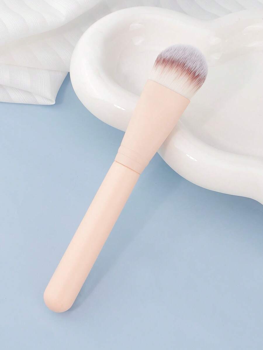 1支超薄宽舌粉底化妆刷 高密度面部身体歌舞伎化妆刷 粉底化妆 无痕遮瑕扁平刷头 柔软毛美妆工具化妆刷 - 彩色 - 查看 1