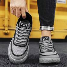 Giày nam, giày casual thời trang, đế mềm thoáng khí bằng lưới, giày thể thao đa năng kiểu Hàn Quốc. - xám đen - Xem 4