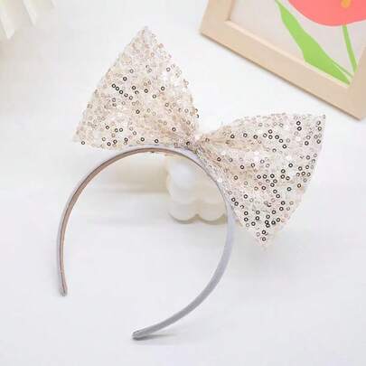 Princess Style Korean Children's Headband With Shiny 3D Big Bow Knot, Photo Prop Hair Clip For Girls, Party/Performance