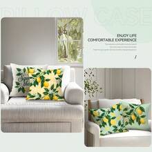 Bộ 4 vỏ gối trang trí in một mặt chủ đề chanh và màu đào, chất liệu nhung 100% polyester, thích hợp trang trí phòng khách, sofa và phòng ngủ, không kèm ruột gối, kích thước 40x40cm/45x45cm/50x50cm. - Nhiều màu 01 - Xem 5