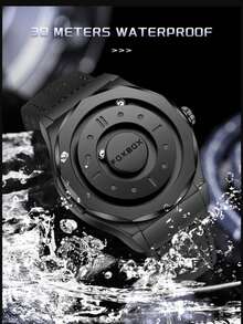 Foxbox LIGE Men's Quartz Watch Retro Cool Dial Display Design Blind Touch Waterproof Rotating Magnetic Bead Watch - Black - View 8