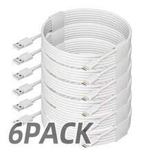 1/3/6 piezas Cable de carga rápida y transferencia de datos de alta velocidad de 3,3 pies/100 cm compatible con iPhone 14 Pro Max/14 Pro/14 Plus/14/13/12/11/XS/XR/8/7/6 Series - Blanco - Ver 2