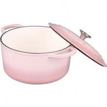 Enameled Cast Iron Dutch Oven Pot With Lid, For Sourdough Bread Baking, Round Dutch Ovens, 4.5 Quart, Pink - Pink - View 6