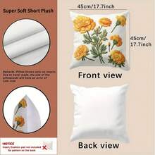 2pcs Soft Short Plush Throw Pillow Cover, 45*45 Cm - Marigold Plant Print, Ideal For Living Room, Bedroom, Office Decor (Pillow Insert Not Included), Office Pillow Cover | Modern Throw Pillow | Pillow Cover, Decorative Pillows - Multicolor - View 3