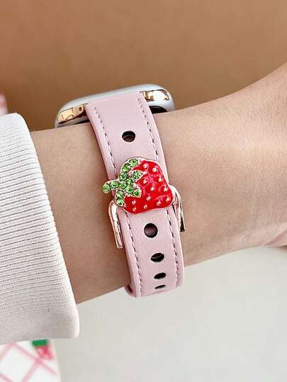 1 chiếc dây đeo bằng da PU hình dâu tây dễ thương, có khóa trang trí, tương thích với Apple Watch 38mm 40mm 41mm 42mm 44mm 45mm 49mm (S10 42mm) (S10 46mm) (S11 42mm) (S11 46mm), Dây đeo cổ tay bằng da và kim loại thời trang cho Series 11 Ultra 3 SE3 Ultra 2 S10 SE2 9 8 7 SE 6 5 4 3 2 1, Thích hợp cho trang phục, mặc hàng ngày, các dịp lễ.
