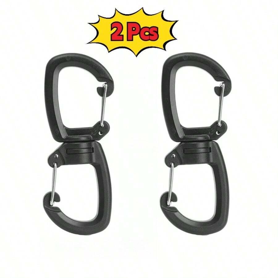 Outdoor Multi-Functional Double Hook Hook Set (2 Pieces) | Convenient Keychain, 360° Rotating 8-Shaped Hook, Double Clamp Quick Fastener, Essential For Outdoor Explorers And Outdoor Travelers - Multicolor - View 1
