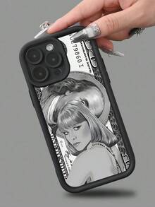 Una funda para teléfono con un diseño de una mujer y un billete de dólar, compatible con todos los modelos de Apple  17 Pro Max/16 Pro Max/15 Pro Max/17/16/15/14/13/12/11, lo que la convierte en el regalo perfecto para amigos, familiares y novias. - Color 1 - Ver 3