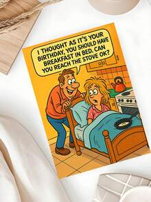 1pc Funny Birthday Cards ,"Funny 'Breakfast In Bed' Birthday Card For Partner", Funny Birthday Gifts For Husbands, And Wives - Multicolor - View 3