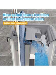 A Versatile Mop Bucket Designed For Both Wet And Dry Cleaning, Complete With A Mop And Three Extra Pads. It Features A 360° Rotating Mop Head, Eliminating The Need For Hand Washing. This Large Mop Is Ideal For Use In Homes, Offices, Hotels - 灰白色 - 查看 8