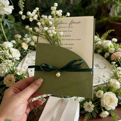 30pcs Pocket Style Wedding Invitation Envelopes, Minimalist Design Suitable For Engagement, 15th Birthday, Christening And Other Occasions, 5*7 Inch Invitation Size, DIY Invitation Cards, Customizable Pockets