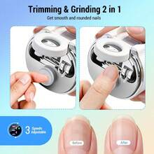 Hailicare Multifunctional Electric Nail Clipper, 3-Speed Adjustment, Dual Blade Switchable, With Magnifying Glass, All-In-One For Trimming, Grinding And Dead Skin Removal, With Display Screen, LED Night Light, Compact And Portable, Type-C Charging - White - View 7