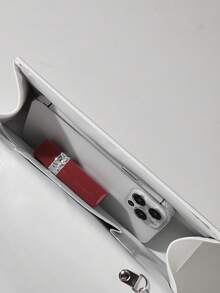 REMANLAND Túi vuông tối giản đính đá lấp lánh chất liệu PU, túi đeo chéo sang trọng, túi cầm tay thời trang thanh lịch, phù hợp cho tiệc sinh nhật của phụ nữ, túi đeo vai dự tiệc tối. - trắng - Xem 6