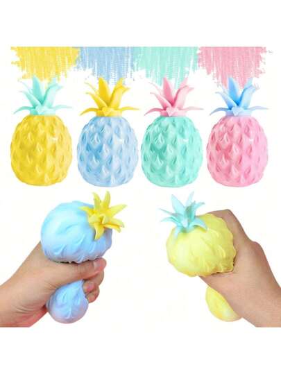 Mini pelota exprimible de piña de color aleatorio, mini juguete sensorial suave de fruta Squishy para adultos, alivio del estrés, exprimir, estirar, relajar y concentrarse