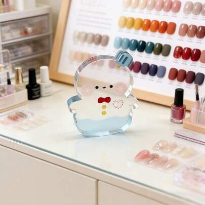 1pc Cute Snowman Acrylic Nail Polish Color Palette, Reusable Nail Art Photography Background Prop, Nail Sample Display Board, Nail Polish & Gel Color Mixing Palette
