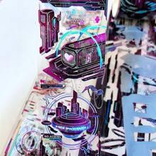 1pc Futuristic Cyberpunk Holographic Sticker, Sci-Fi Laser PET Sticker Suitable For Phone Cases, Laptops, Water Bottles, Etc. Fits Mechanical Tech-Themed Gaming Room, Desktop Decor. Cool Waterproof Creative DIY Sticker For Teens And Adults. - Multicolor - View 1