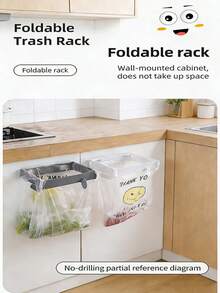Soporte plegable para bolsas de basura de cocina montado en la pared, adecuado para habitantes de espacios pequeños, amas de casa y entusiastas de la cocina, se puede instalar en puertas de gabinetes de cocina, tocadores de baño, salas de almacenamiento y otras áreas confinadas - A - Ver 4