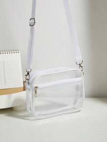 Mini Square Bag Clear Pvc Adjustable Strap For Daily, Stadium Approved 12 X 12 X 6 Clear Transparent Purse Bag For Concerts Sports Events Festivals Transparent Casual Square Shoulder Bag All Match Storage Bag For Travel Simple Crossbody Bag ,Fashionable Transparent, Clear Waterproof Bag For Women, Perfect For Summer, Vacation & Beach, Waterproof, Sandproof Transparent Bag, Beach Sports Picnic Snacks Clear Purse For Women, Holiday, Beach Bags - trắng - Xem 2