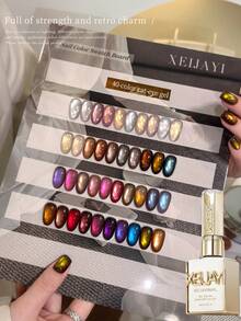 2026 New Magnetic Cat Eye Gel Nail Polish, 40 Shimmery Reflective Colors, Fashionable Salon Art Cat Eye Gel Design - Multicolor - View 4