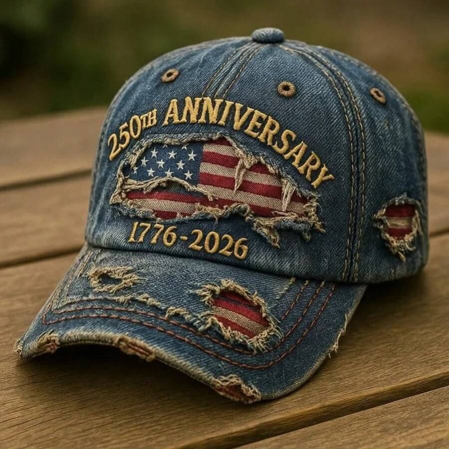 3D Embroidered American 250th Anniversary Casual Hat, Patriotic 1776-2026 Hat, Commemorative Of Traditional American Headwear, And Veterans Adjustable Headcircumference High Quality Embroidered Baseball Hat - 1pc - 查看 1