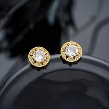 1 Đôi bông tai tròn đính đá Cubic Zirconia sang trọng, tối giản, phù hợp để đeo hàng ngày, dự tiệc và làm quà tặng kỷ niệm. - Nhiều màu - Xem 9